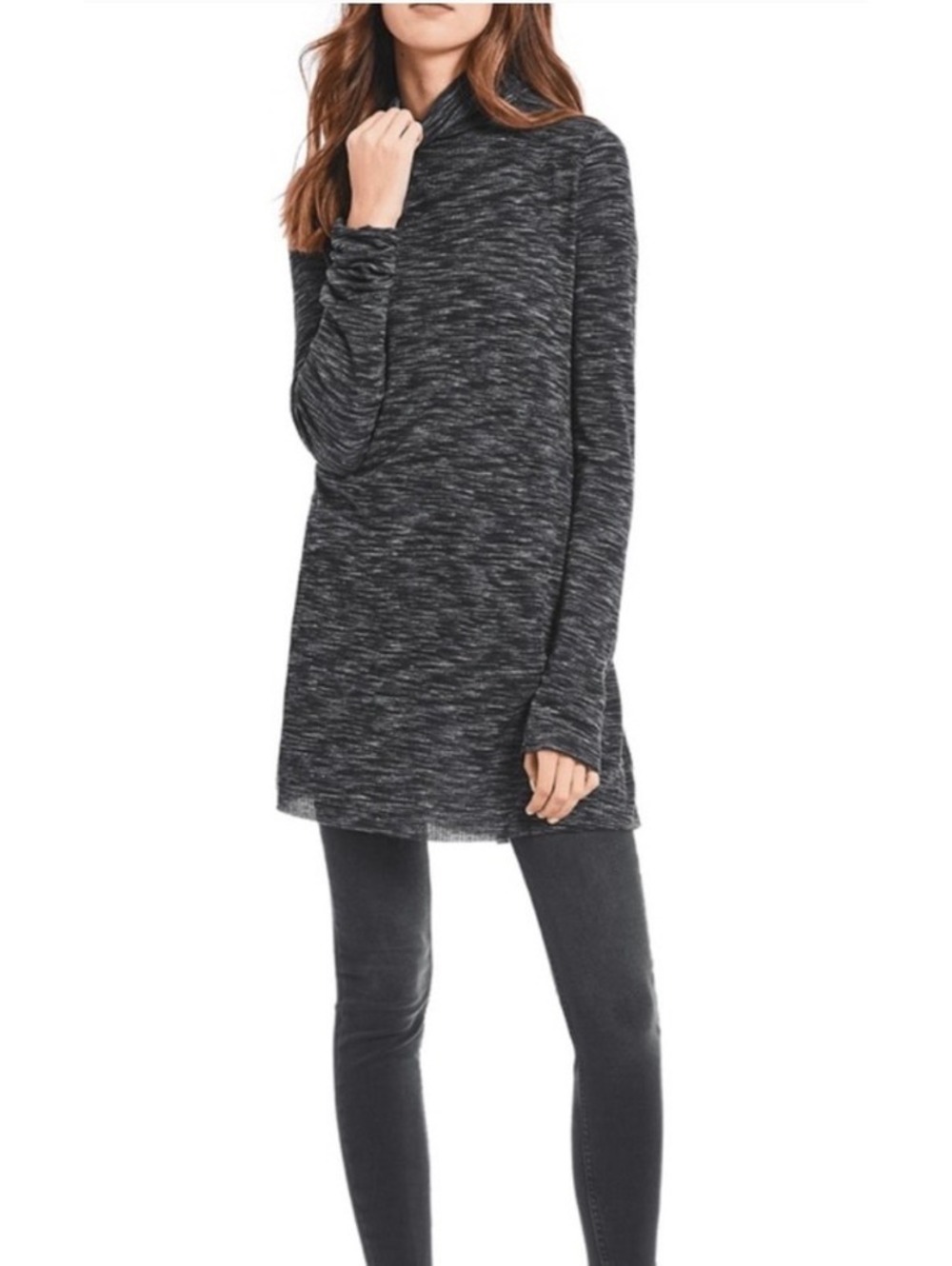 FREE PEOPLE STONE COLD SLIT BACK TOP SZ M TURTLENECK TUNIC